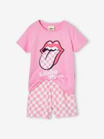 Kinder Sommer-Schlafanzug THE ROLLING STONES roze, geruit