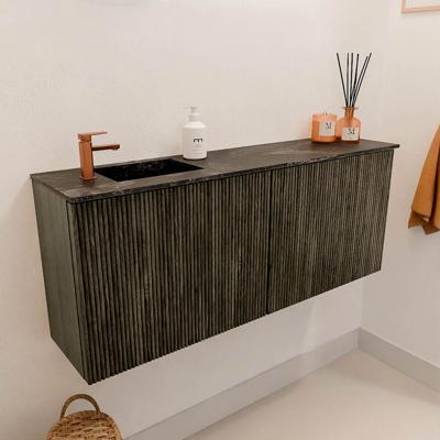 Toiletmeubel Mondiaz Joya Dlux | 100 cm | Meubelkleur Shadow | Faye wastafel Lava Wasbak Links | 1 kraangat