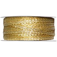 1x Gouden sierlinten metallic op rol 3 mm x 25 meter cadeaulint verpakkingsmateriaal - Cadeaulinten