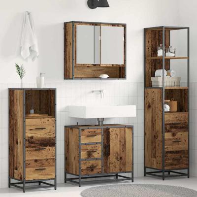 Badkamermeubelset 4 pcs Oud hout 65 x 33 x 60 cm Bewerkt hout