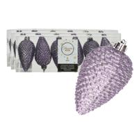 Kersthangers dennenappels - 18x st - lila paars - glitter - 8 cm - kunststof - kerstversiering