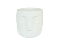 HBX Natural Living Bloempot dongo met gezicht h14.8cm wit