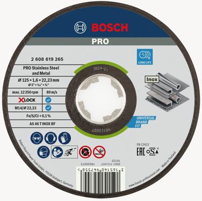 Bosch Accessoires X-LOCK Slijpschijf Expert for Inox 125x1.6x22.23mm, recht - 1 stuk(s) - 2608619265
