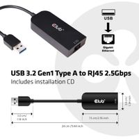 CLUB3D cac-1420 usb A Ethernet Zwart - thumbnail