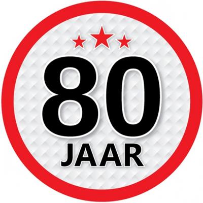 80 jaar leeftijd sticker - rond - Dia 15 cm - 80 jaar verjaardag - jubileum - leeftijd versiering