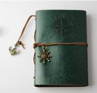 2 PC'S spiraal notebook dagboek Kladblok Vintage piraat ankers PU lederen briefpapier gift reiziger Journal papierformaat: L (groen)