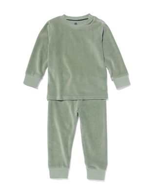 HEMA Babypyjama Rib Velours Lichtgroen (lichtgroen)