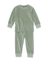 HEMA Babypyjama Rib Velours Lichtgroen (lichtgroen) - thumbnail