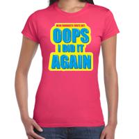 Foute party hits - Oops I did it again - verkleed t-shirt - roze - dames - verkleedkleding