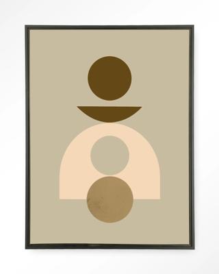 Urban Cotton Wandkleed 'Forma 4 Beige' 110 x 145cm in Floating Frame - black