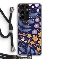Flowers with blue leaves: Samsung Galaxy S21 Ultra Transparant Hoesje met koord