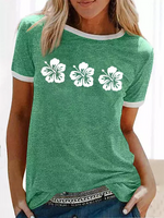 Bloemen Bemanning Nek Casual T-shirt - thumbnail
