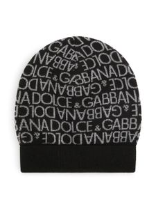 Dolce & Gabbana Kids bonnet à logo en intarsia - Bleu