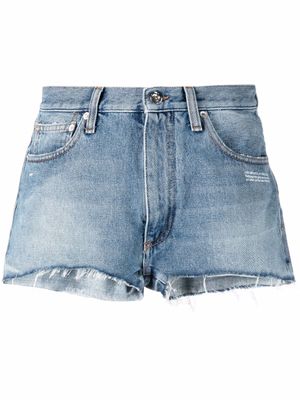 Off-White short en jean à bords francs - Bleu