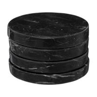 Secret de Gourmet Onderzetters glazen - 4x stuks - Marmer - Zwart Secret de Gourmet Onderzetters glazen - 4x stuks - Marmer - Zwart