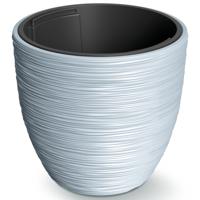 Prosperplast Plantenpot/bloempot Furu Stripes - buiten/binnen - kunststof - lichtgrijs - 30 x 30 cm   -