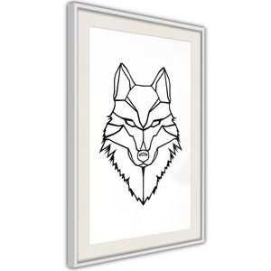 Ingelijste Poster - Wolf Look, Witte lijst met passe-partout