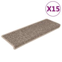 VidaXL Trapmatten zelfklevend 15 st sisal-look 65x21x4 cm donkerbeige