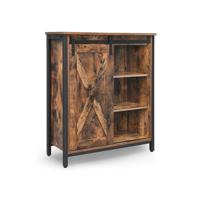 Vasagle dressoir met schuifdeur en verstelbare planken - Stalen frame - Industriële vintage stijl - bruin-zwart