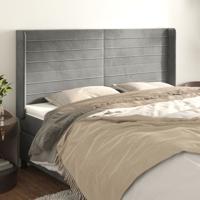 Hoofdbord met randen 163x16x118/128 cm fluweel lichtgrijs