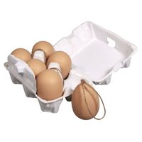 6x stuks plastic bruine paas eieren met hangers 6 cm   -