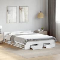 Bedframe met lades bewerkt hout wit 135x190 cm
