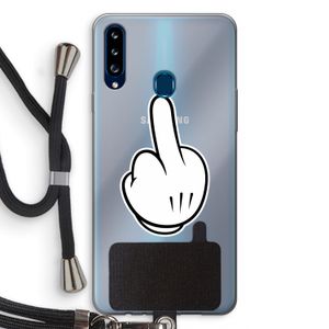 Middle finger black: Samsung Galaxy A20s Transparant Hoesje met koord
