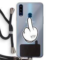 Middle finger black: Samsung Galaxy A20s Transparant Hoesje met koord