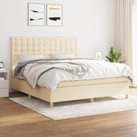 Boxspring met matras stof crèmekleurig 180x200 cm