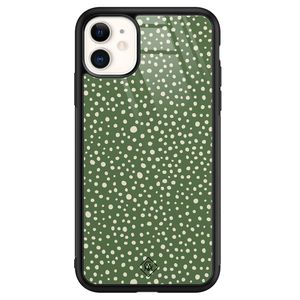 iPhone 11 glazen hardcase - Green dots