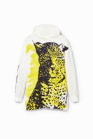 Korte sweatjurk met kattenprint - WHITE - L - thumbnail