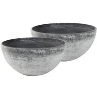 Ter Steege Bloempot/plantenpot schaal - Set van 2x stuks - kunststof - grijs - D55 x H23 cm Ter Steege Bloempot/plantenpot schaal - Set van 2x stuks - kunststof - grijs - D55 x H23 cm