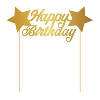 Taartversiering Happy Birthday goud - Taartdecoraties - thumbnail