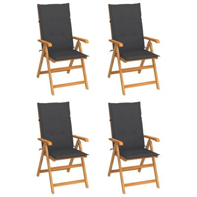 Tuinstoelen 4 st met antracietkleurige kussens massief teakhout