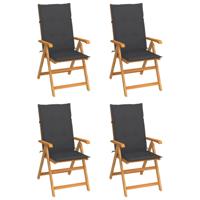 Tuinstoelen 4 st met antracietkleurige kussens massief teakhout