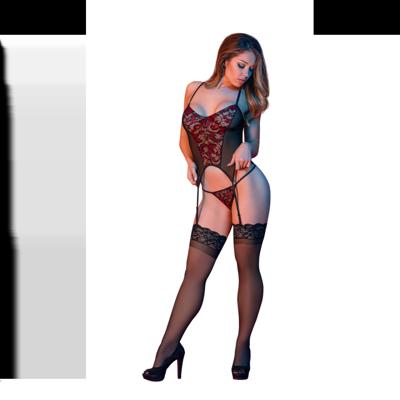 Magic Silk Merry Widow en G-String Set - L/XL - Zwart