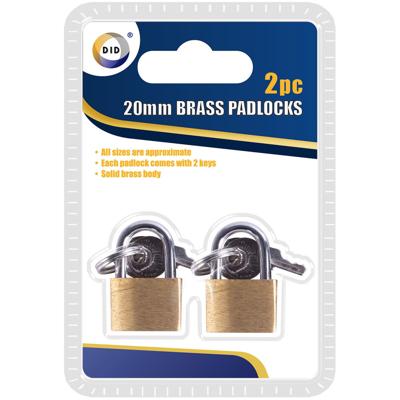 DID Hangsloten - 2x - met 2 sleutels - messing - 2 cm DID Hangsloten - 2x - met 2 sleutels - messing - 2 cm