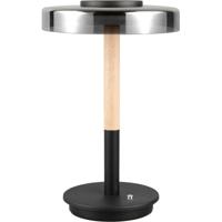 LED Tafellamp - Tafelverlichting - Trion Stahlei - 10W - Warm Wit 3000K - Rond - Rookkleur Glas - Mat Zwart - Metaal