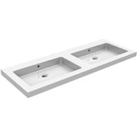 Wiesbaden Kera Wastafel Dubbel zonder Kraangat - 120x46x5cm - Keramiek - Glans Wit