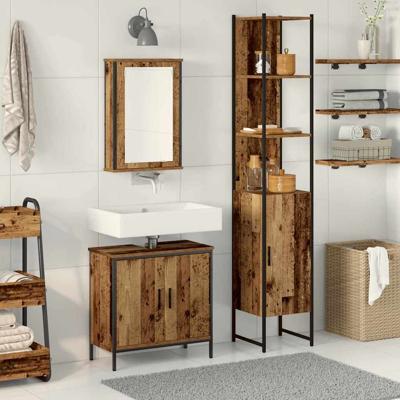 3-delige badkamermeubelset oude hout