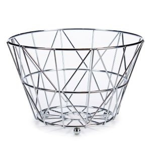 Metalen fruitmand/fruitschaal zilver rond 24 x 15 cm