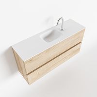 Toiletmeubel Mondiaz Ada | 100 cm | Meubelkleur Washed oak | Lex wastafel Talc Midden | 1 kraangat