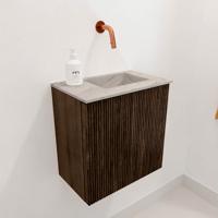 Toiletmeubel Mondiaz Joya Dlux | 40 cm | Meubelkleur Walnut | Faye wastafel Glace Wasbak Rechts | Zonder kraangat(en)