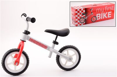 Loopfiets staal wit/rood