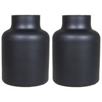 Floran Bloemenvaas Milan - 2x - mat zwart glas - D15 x H20 cm - melkbus vaas met smalle hals - Vazen - thumbnail