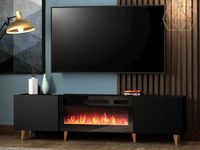 Tv-meubel met haard PAFLI 2 deuren zwart - thumbnail