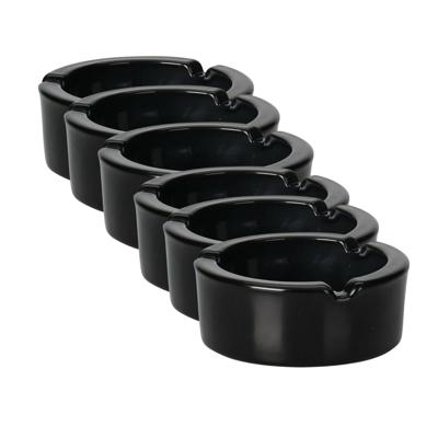 Excellent Houseware Asbak - 6x - zwart - glas - Dia 9 cm - Binnen / buiten gebruik