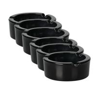 Excellent Houseware Asbak - 6x - zwart - glas - Dia 9 cm - Binnen / buiten gebruik