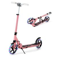 Kinderstep Opvouwbaar met Verlichting Scooter in Hoogte Verstelbaar met Draagriem Roze