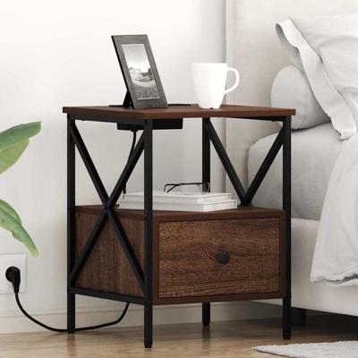 Nachtkastje met lade 2 pcs bruin eikenkleur 41,5 x 40,5 x 55 cm